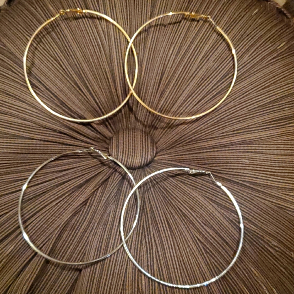 Elegant Gold and Silver Hoop Earrings